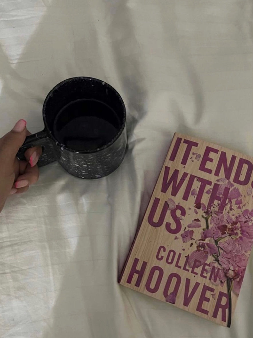 unique moroccan handmade ceramic splash coffee mug in black with ceramic coating glaze