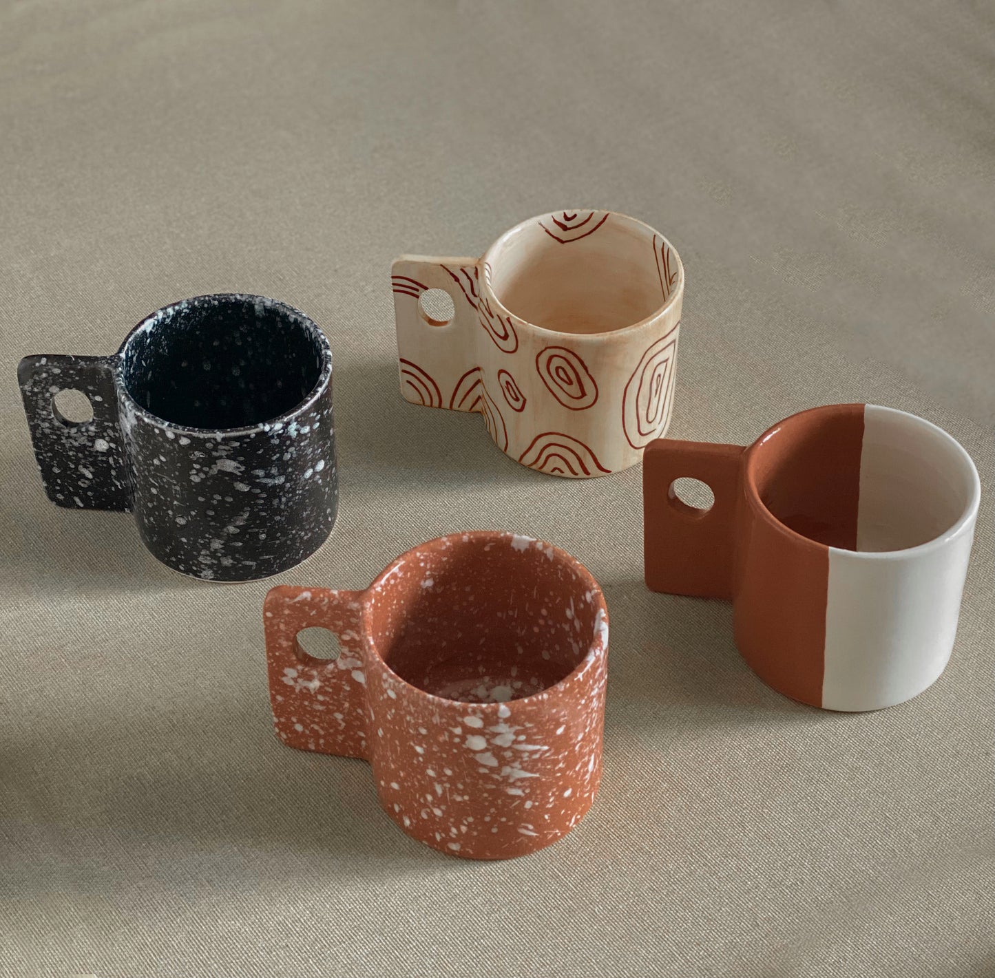 unique moroccan handmade ceramics plashed coffee mug terracotta with ceramic coating glaze made in morocco