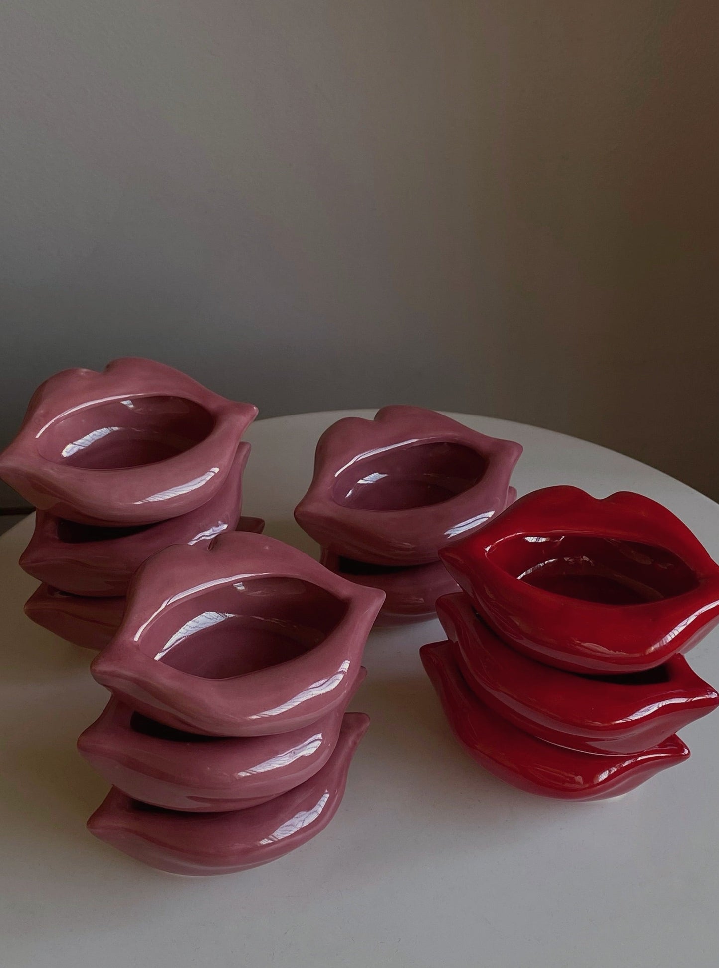 unique moroccan handmade lips trays ashtrays in red & purple / lilac