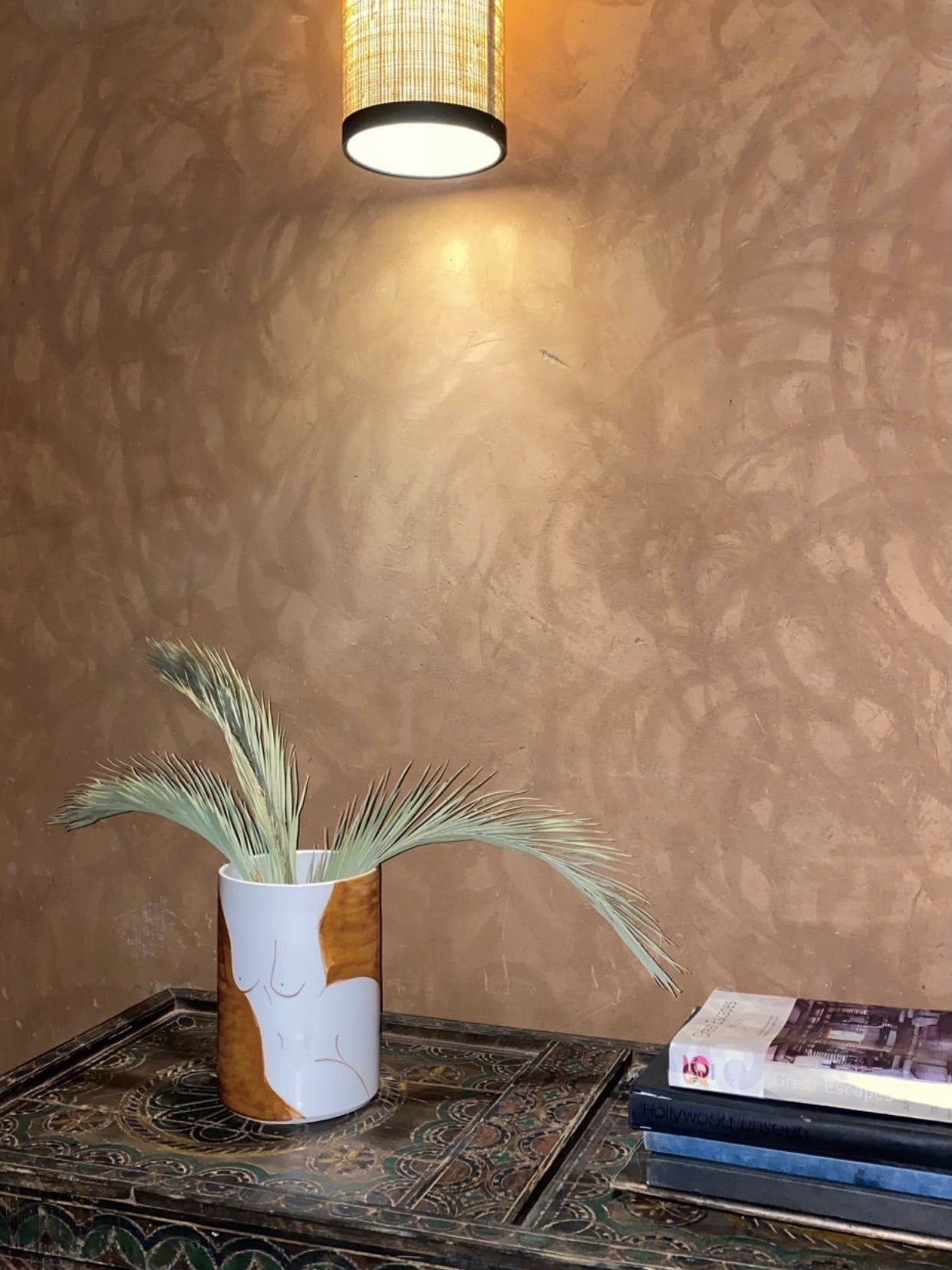 moroccan unique handmade ceramic traditional craftsmanship pottery black & orange vase morocco patterns