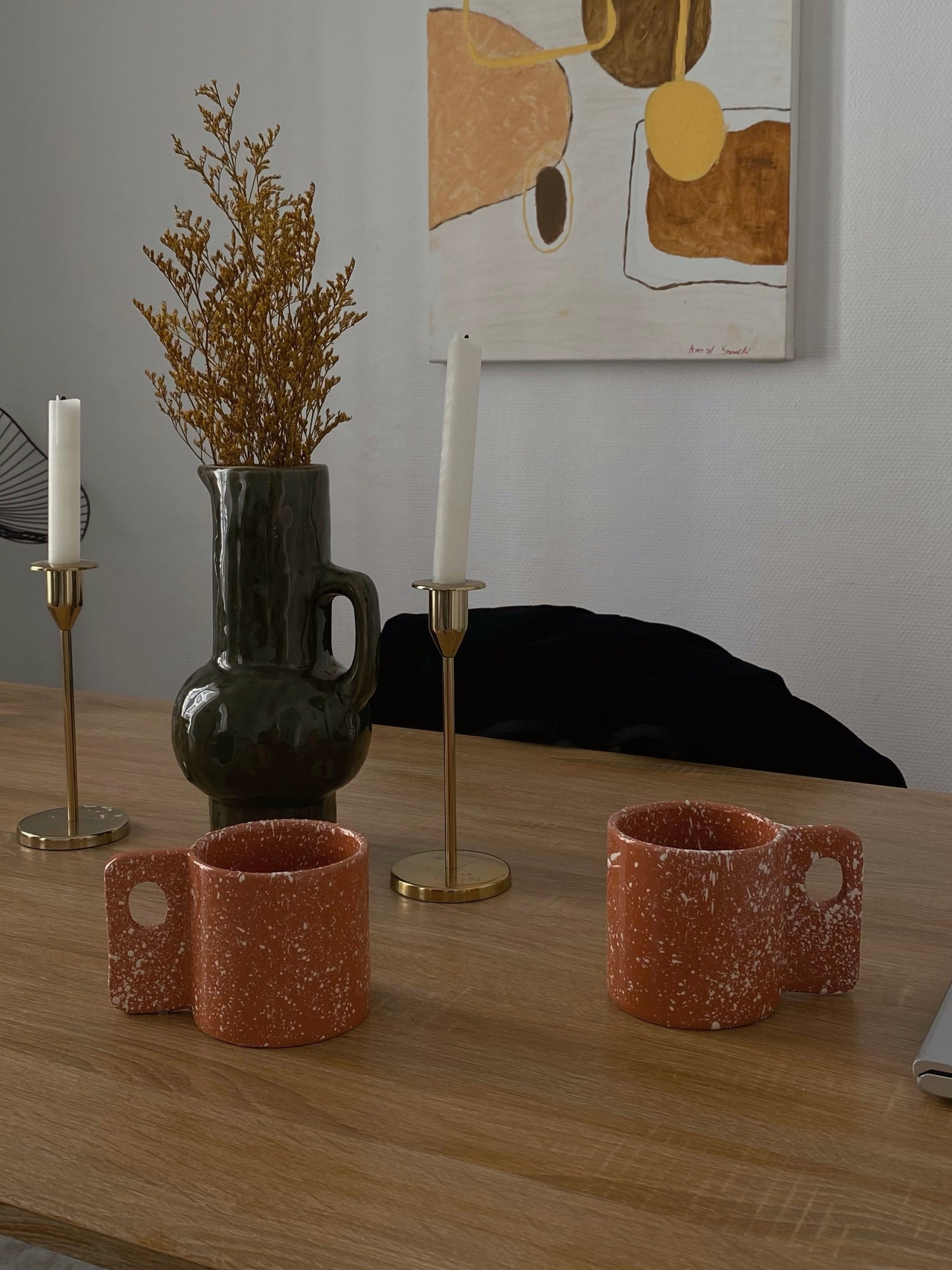 unique moroccan handmade ceramics plashed coffee mug terracotta with ceramic coating glaze made in morocco