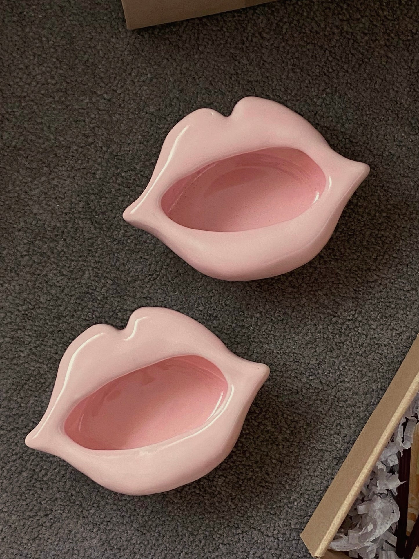 unique moroccan handmade lip tray ashtray in light pink
