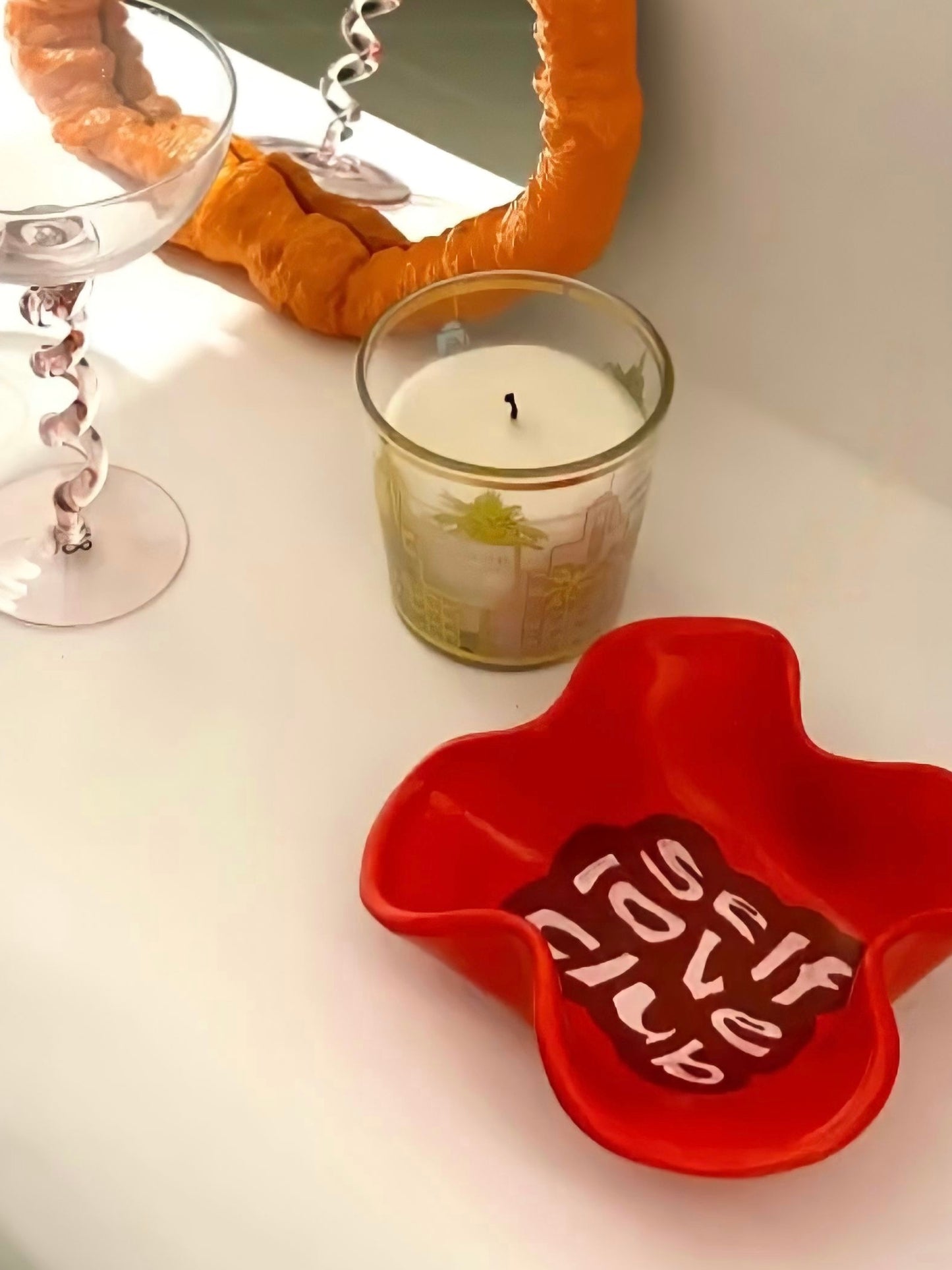 unique moroccan handcrafted self love club tray plate ashtray in red