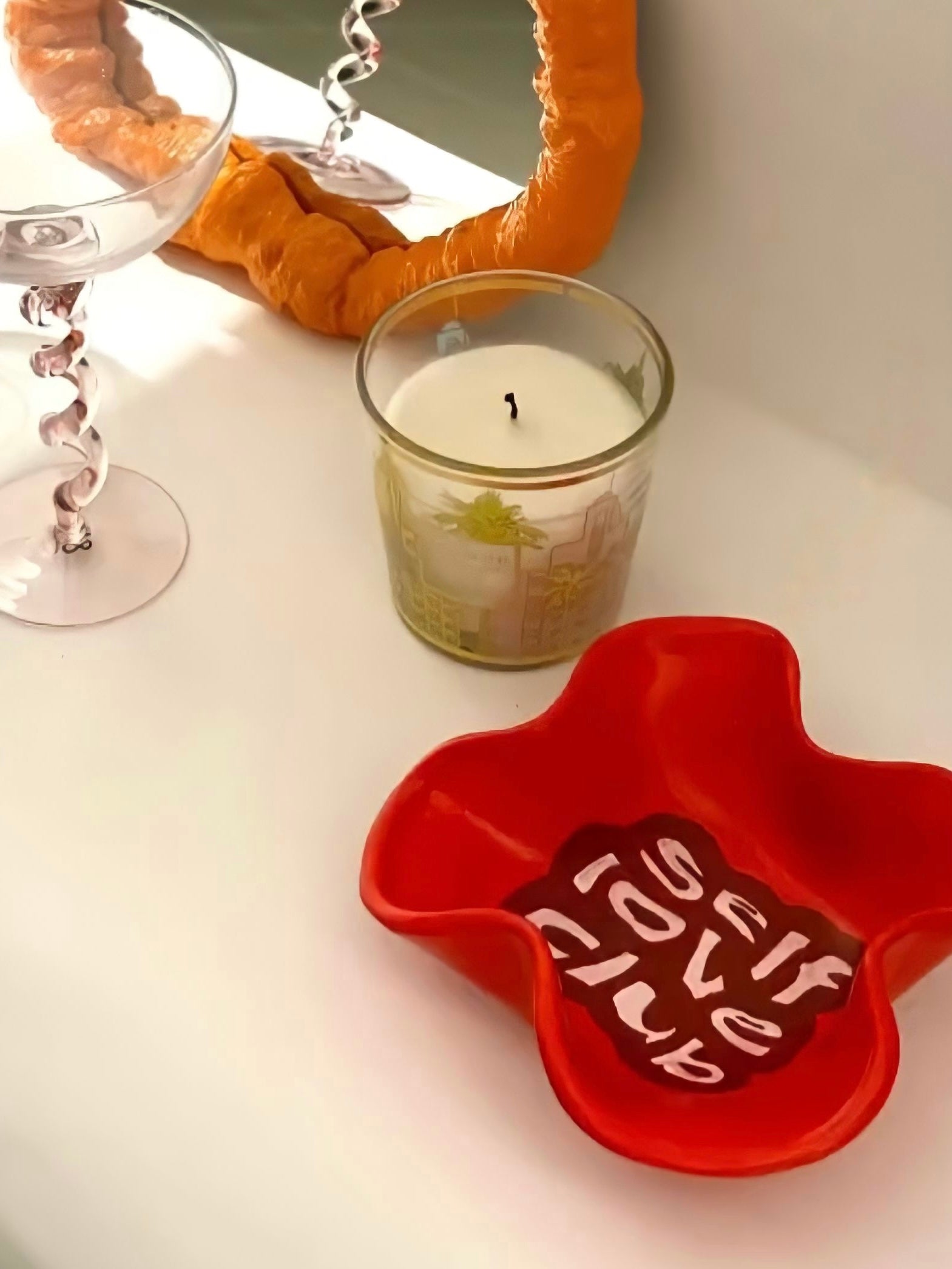 unique moroccan handcrafted self love club tray plate ashtray in red