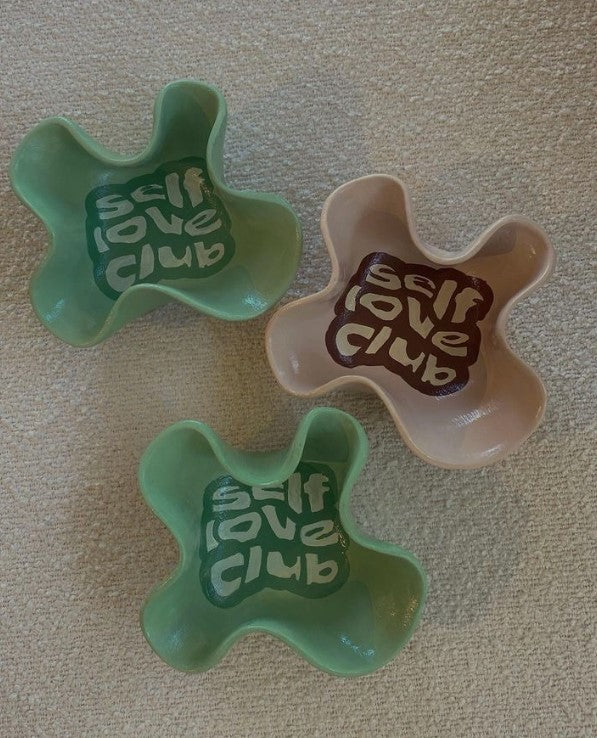 unique moroccan handcrafted self love club tray plate ashtray in green & nude